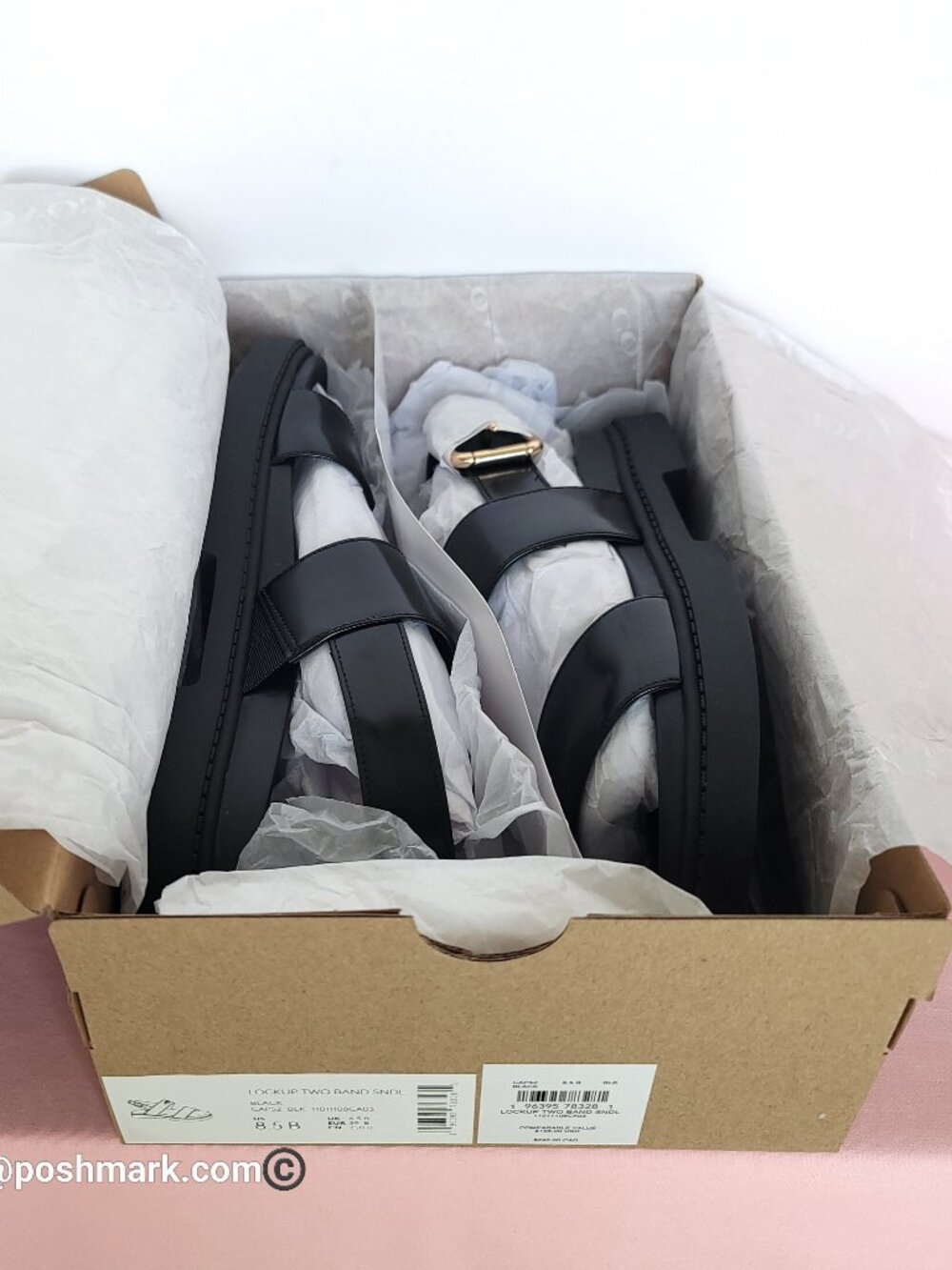 COACH Lockup Two Band Spazzolato Leather Sandals - Black color. Women's US 8.5B⭐ - Picture 15 of 16